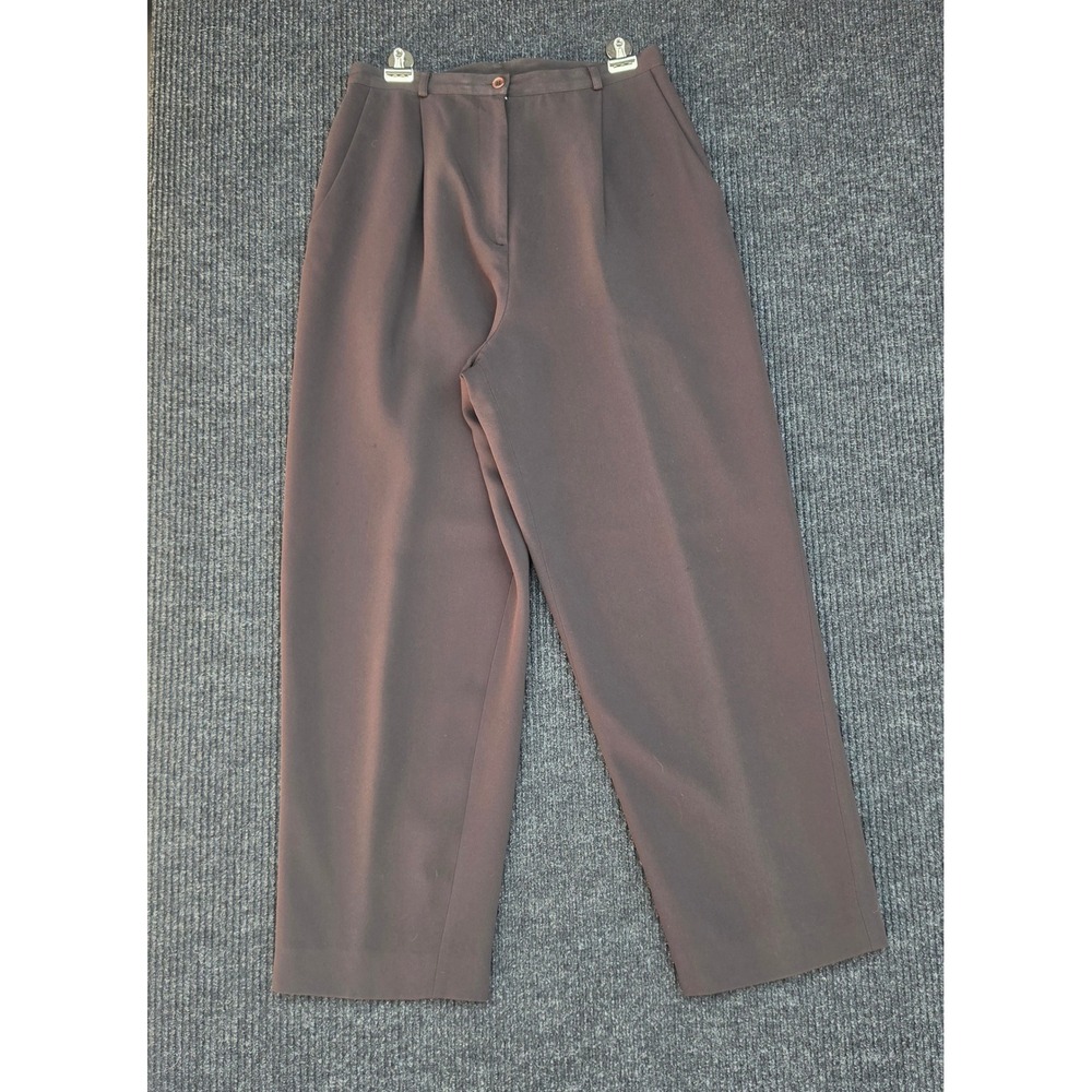 Ann Taylor Vintage High Waisted Pleated Trousers Brown Wide Leg Dress Pants 10